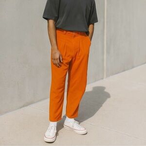 LANDLORD Runway Corduroy Orange Pleated Trouser Pants